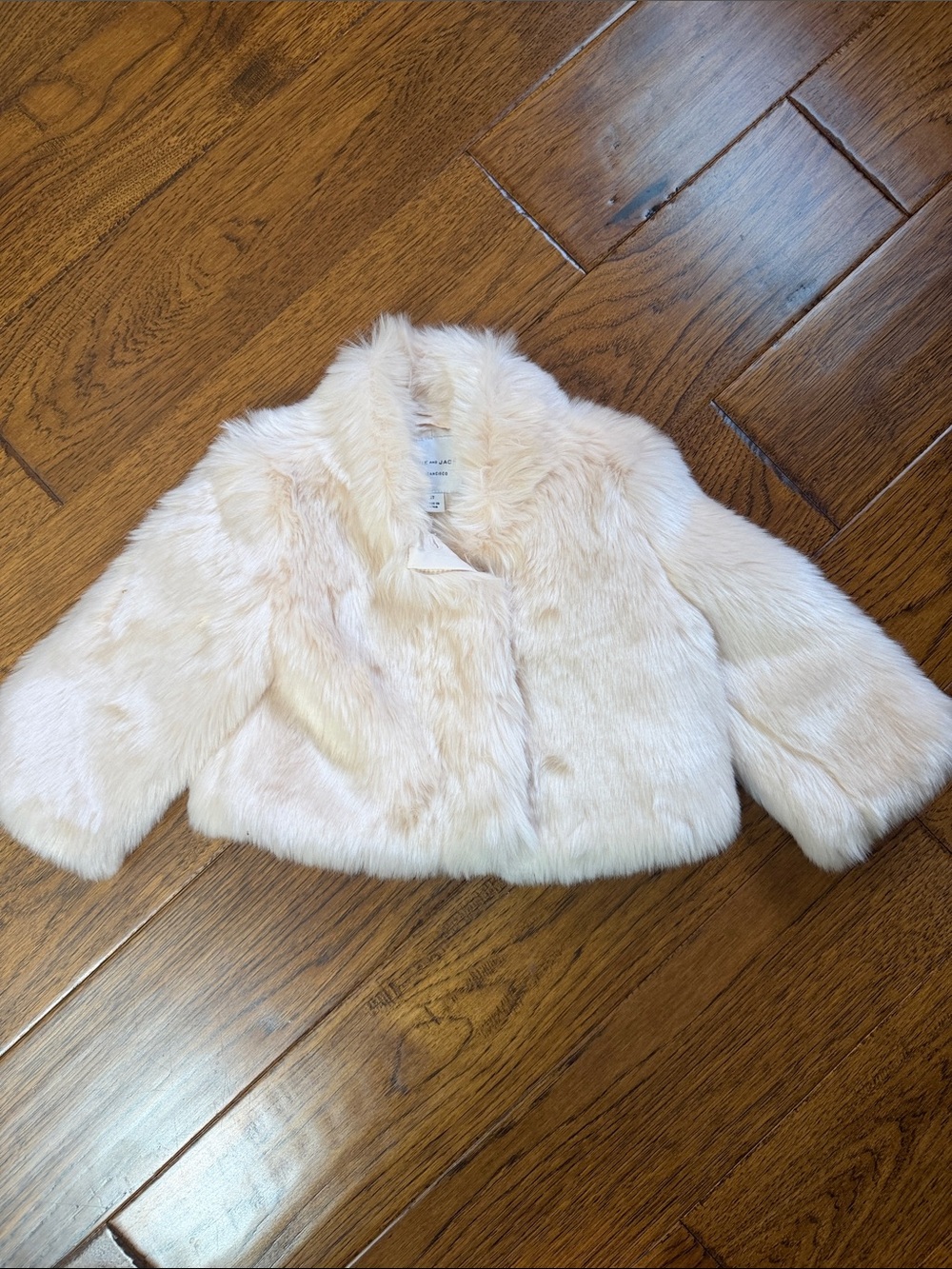 Janie and Jack Girls Faux Fur Pea Coat in Light Blush